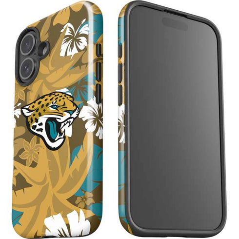 NFL Jacksonville Jaguars Tropical Print iPhone 16 Plus Impact Case