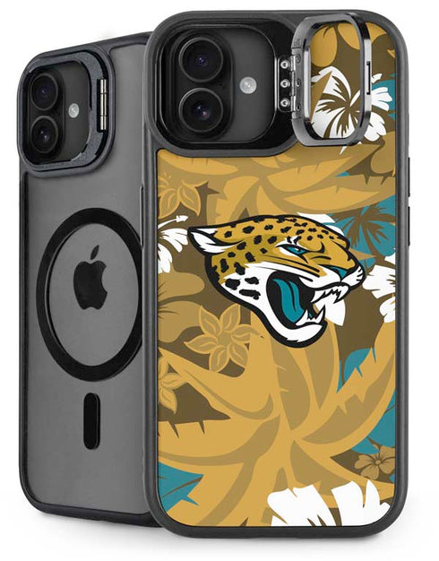 NFL Jacksonville Jaguars Tropical Print iPhone 16 Plus Kickstand Case
