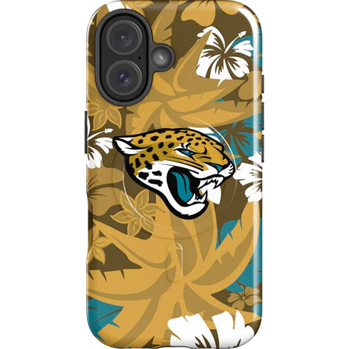 NFL Jacksonville Jaguars Tropical Print iPhone 16 Plus Magsafe Impact Case