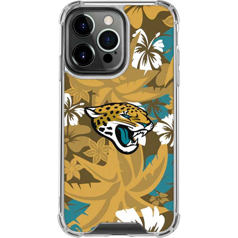 NFL Jacksonville Jaguars Tropical Print iPhone 16 Pro Clear Case