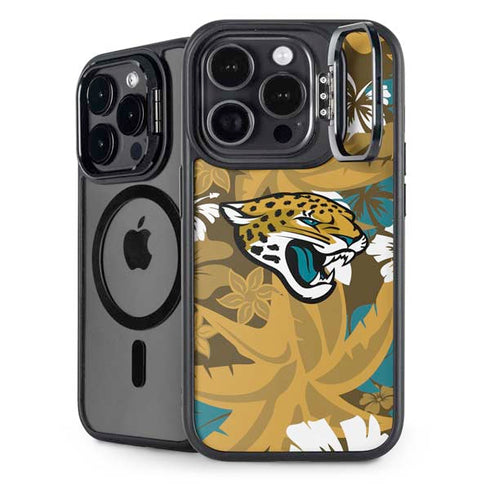 NFL Jacksonville Jaguars Tropical Print iPhone 16 Pro Max Kickstand Case