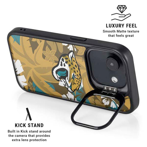 NFL Jacksonville Jaguars Tropical Print iPhone 16e Kickstand Case