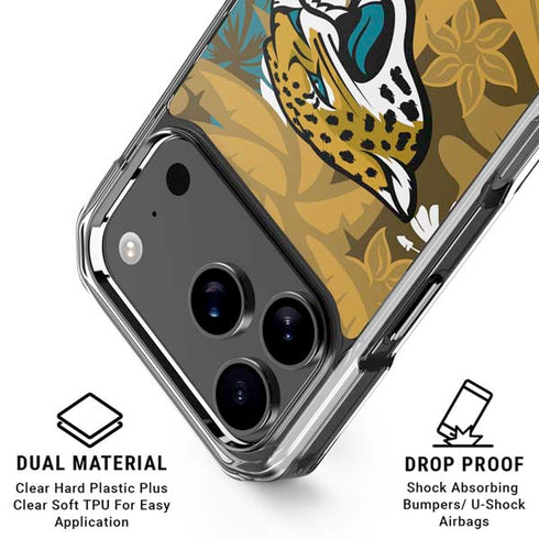 NFL Jacksonville Jaguars Tropical Print iPhone 18 Pro Clear Case