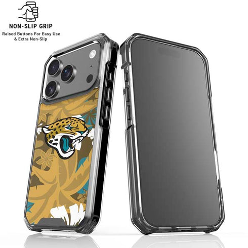 NFL Jacksonville Jaguars Tropical Print iPhone 18 Pro Clear Case