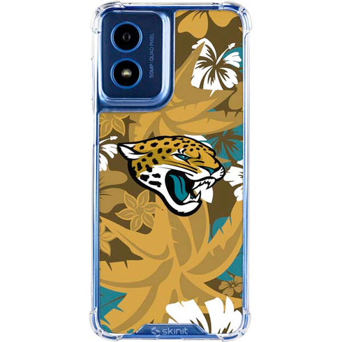 NFL Jacksonville Jaguars Tropical Print Moto G 5G (2024) Clear Case