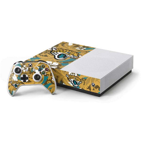 NFL Jacksonville Jaguars Tropical Print Xbox One S All-Digital Edition Bundle Skin