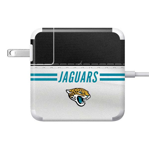 NFL Jacksonville Jaguars White Striped 85W Power Adapter (15 and 17 inch MacBook Pro Charger) Skin