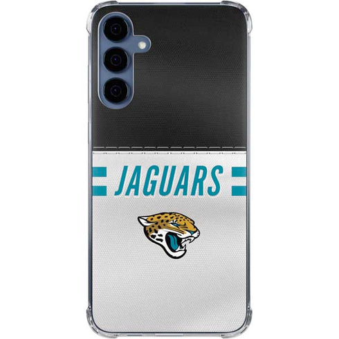 NFL Jacksonville Jaguars White Striped Galaxy A35 5G Clear Case