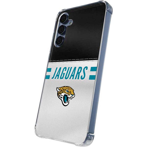 NFL Jacksonville Jaguars White Striped Galaxy A35 5G Clear Case