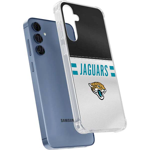 NFL Jacksonville Jaguars White Striped Galaxy A55 5G Clear Case