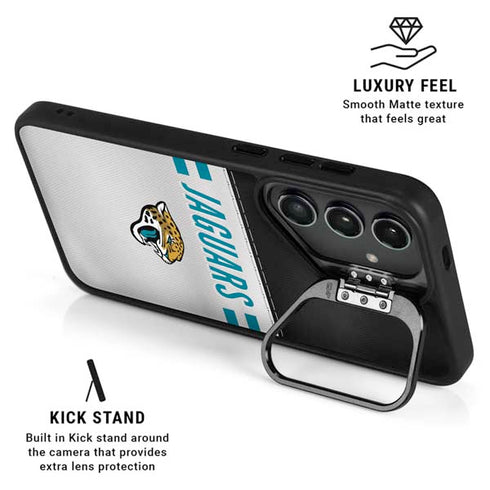 NFL Jacksonville Jaguars White Striped Galaxy S25 Plus Kickstand Case
