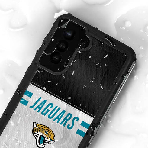 NFL Jacksonville Jaguars White Striped Galaxy S24 Plus Waterproof Case