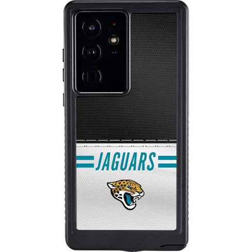 NFL Jacksonville Jaguars White Striped Galaxy S24 Ultra Waterproof Case