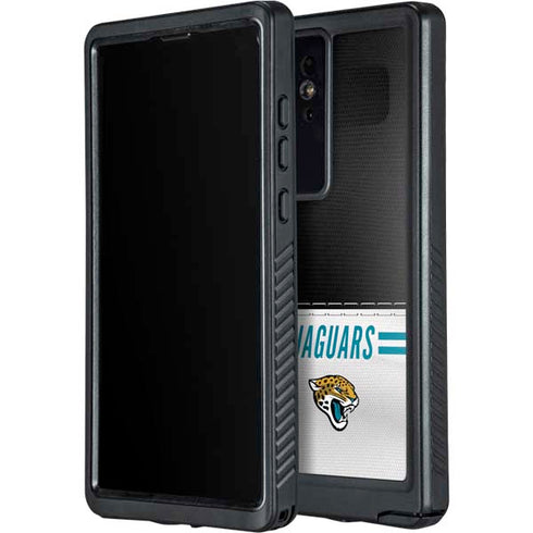 NFL Jacksonville Jaguars White Striped Galaxy S24 Ultra Waterproof Case
