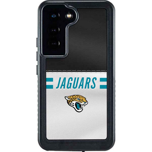 NFL Jacksonville Jaguars White Striped Galaxy S24 Waterproof Case