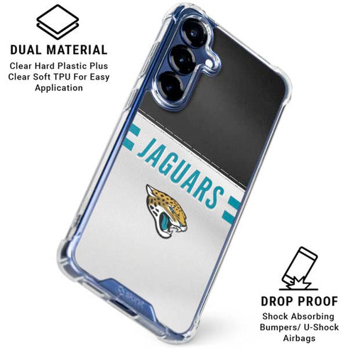 NFL Jacksonville Jaguars White Striped Galaxy S25 Plus Clear Case