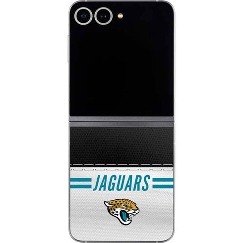 NFL Jacksonville Jaguars White Striped Galaxy Z Flip6 Skin