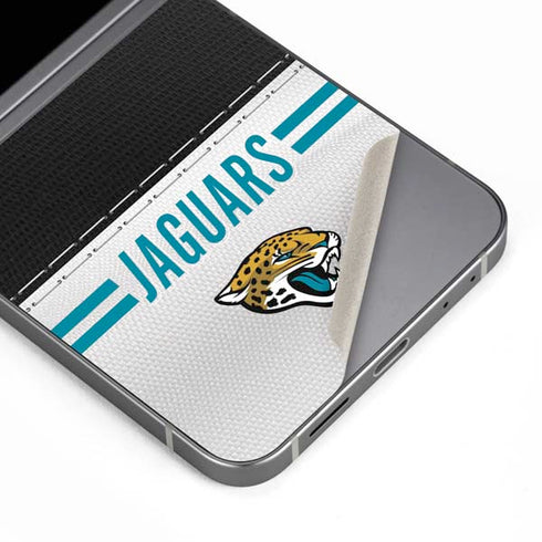 NFL Jacksonville Jaguars White Striped Galaxy Z Flip6 Skin