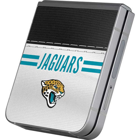 NFL Jacksonville Jaguars White Striped Galaxy Z Flip6 Skin