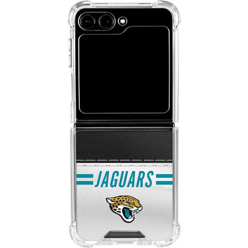 NFL Jacksonville Jaguars White Striped Galaxy Z Flip6 Clear Case