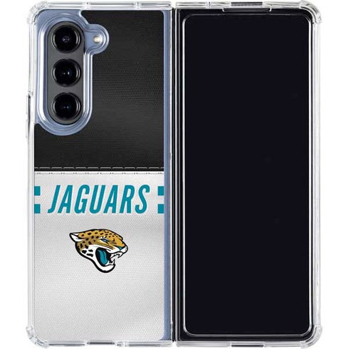 NFL Jacksonville Jaguars White Striped Galaxy Z Fold5 5G Clear Case