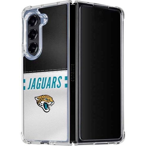 NFL Jacksonville Jaguars White Striped Galaxy Z Fold5 5G Clear Case