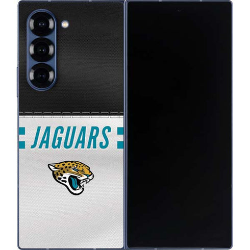NFL Jacksonville Jaguars White Striped Galaxy Z Fold6 Skin