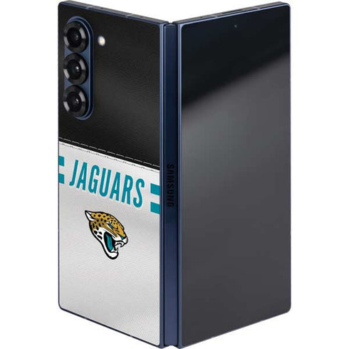 NFL Jacksonville Jaguars White Striped Galaxy Z Fold6 Skin
