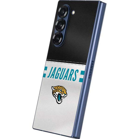 NFL Jacksonville Jaguars White Striped Galaxy Z Fold6 Skin
