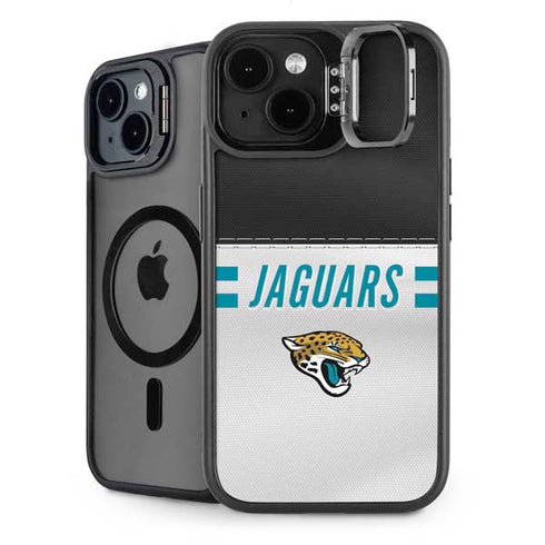 NFL Jacksonville Jaguars White Striped iPhone 14 Plus Kickstand Case