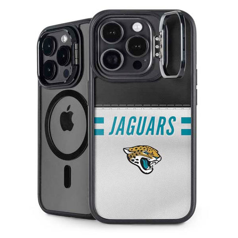 NFL Jacksonville Jaguars White Striped iPhone 14 Pro Max Kickstand Case