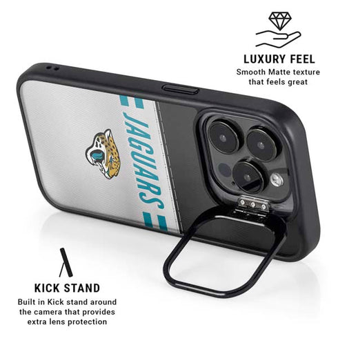 NFL Jacksonville Jaguars White Striped iPhone 14 Pro Max Kickstand Case