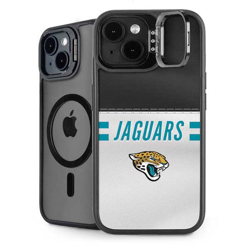 NFL Jacksonville Jaguars White Striped iPhone 15 Plus Kickstand Case