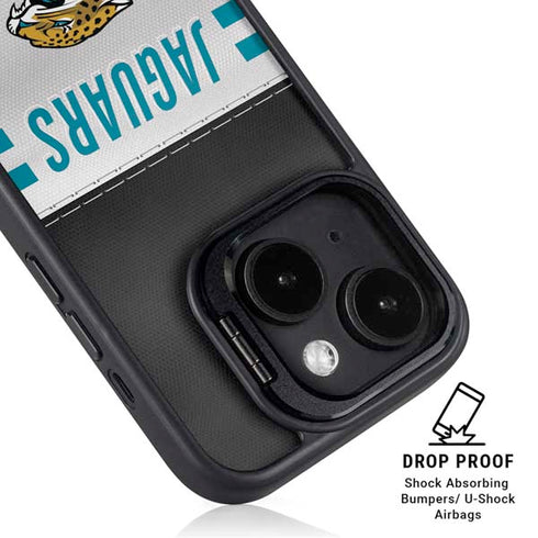 NFL Jacksonville Jaguars White Striped iPhone 15 Plus Kickstand Case