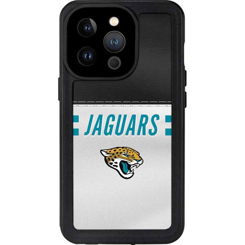 NFL Jacksonville Jaguars White Striped iPhone 15 Pro Waterproof Case