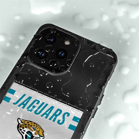 NFL Jacksonville Jaguars White Striped iPhone 15 Pro Waterproof Case