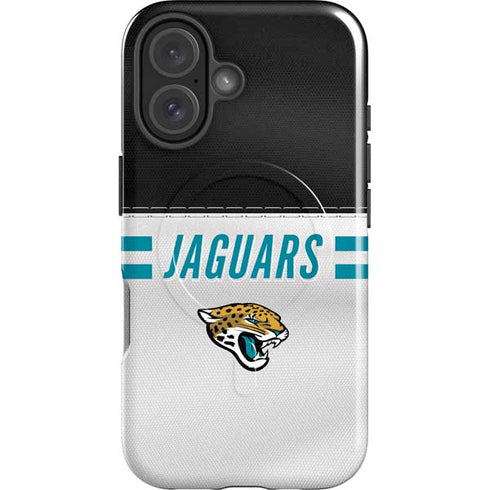 NFL Jacksonville Jaguars White Striped iPhone 16 Magsafe Impact Case