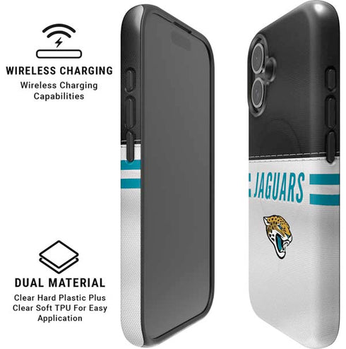 NFL Jacksonville Jaguars White Striped iPhone 16 Magsafe Impact Case