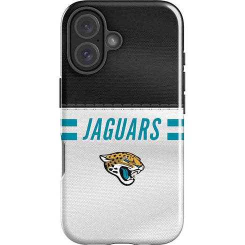 NFL Jacksonville Jaguars White Striped iPhone 16 Plus Impact Case