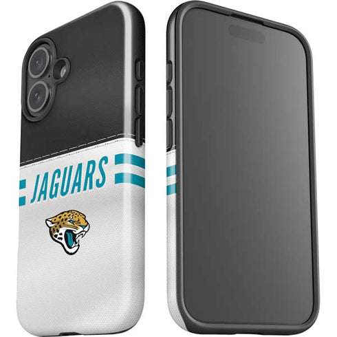 NFL Jacksonville Jaguars White Striped iPhone 16 Plus Impact Case