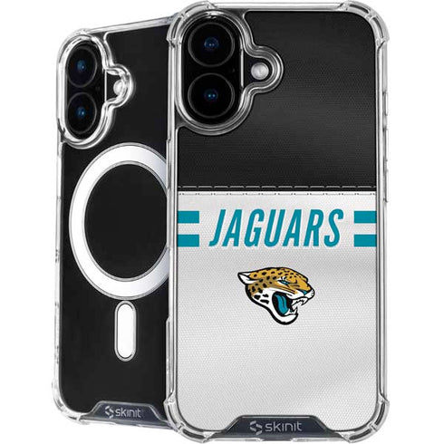 NFL Jacksonville Jaguars White Striped iPhone 16 Plus MagSafe Case