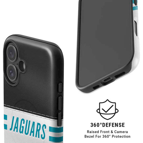 NFL Jacksonville Jaguars White Striped iPhone 16 Plus Magsafe Impact Case