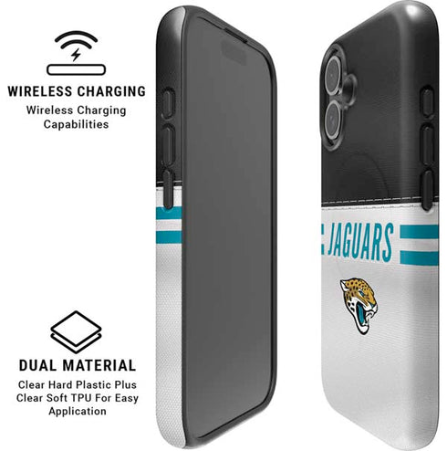 NFL Jacksonville Jaguars White Striped iPhone 16 Plus Magsafe Impact Case
