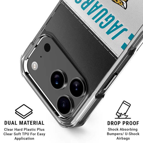 NFL Jacksonville Jaguars White Striped iPhone 18 Pro Clear Case