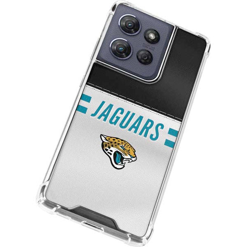 NFL Jacksonville Jaguars White Striped Moto G 5G (2025) Clear Case