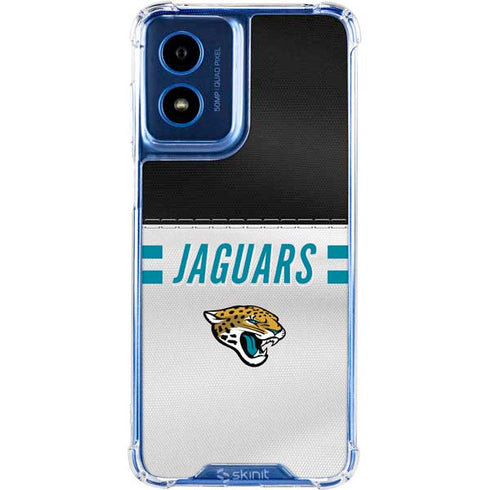 NFL Jacksonville Jaguars White Striped Moto G Play 4G (2024) Clear Case