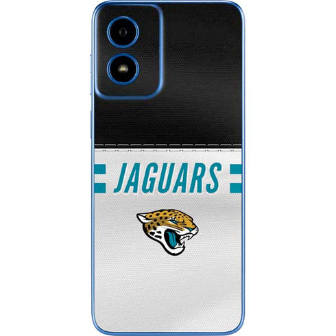 NFL Jacksonville Jaguars White Striped Moto G Play 4G (2024) Skin