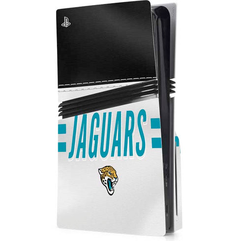 NFL Jacksonville Jaguars White Striped PS5 Pro Disk Console Skin