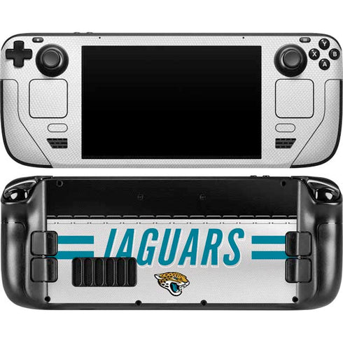 NFL Jacksonville Jaguars White Striped Steam Deck Handheld Gaming Computer OLED Skin