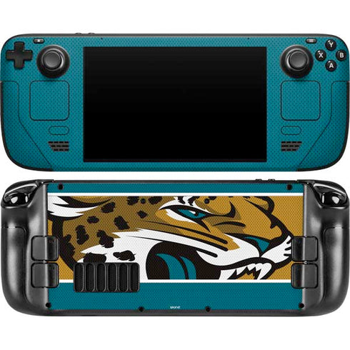 NFL Jacksonville Jaguars Zone Block Steam Deck Handheld Gaming Computer OLED Skin